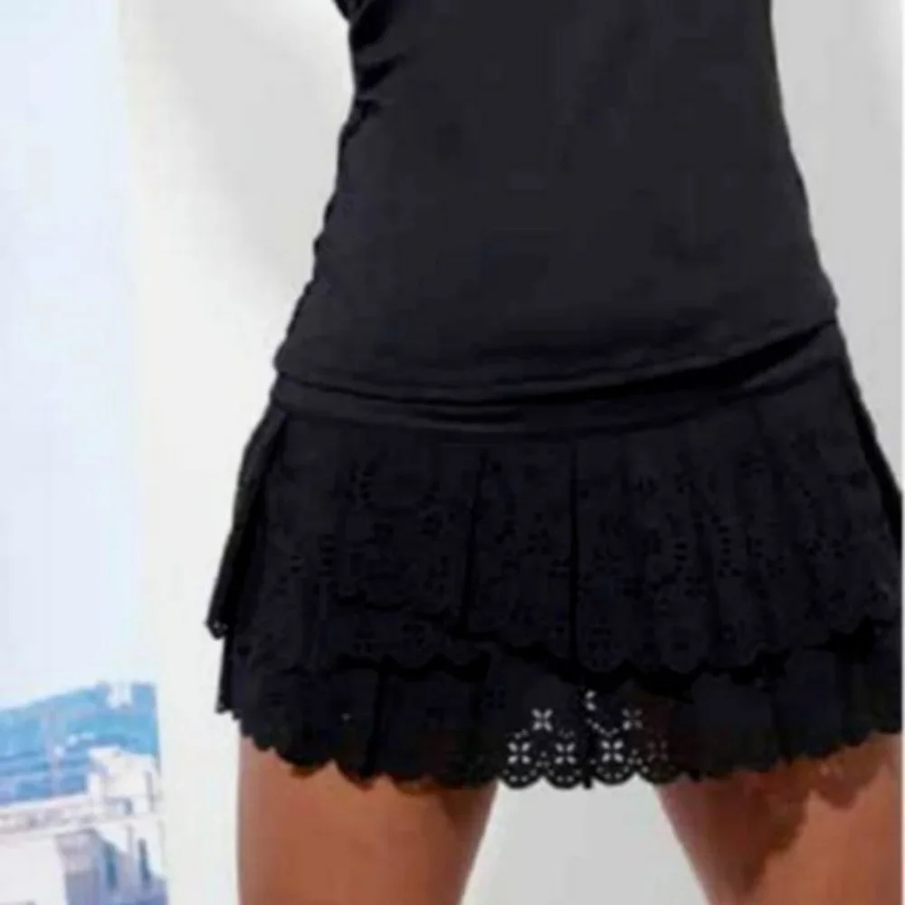 Like New Lucky In Love BLACK Laser Tennis Skirt Skort Shorts XS BLACK - Picture 13 of 13